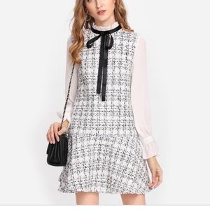 Tweed tie neck dress NWOT